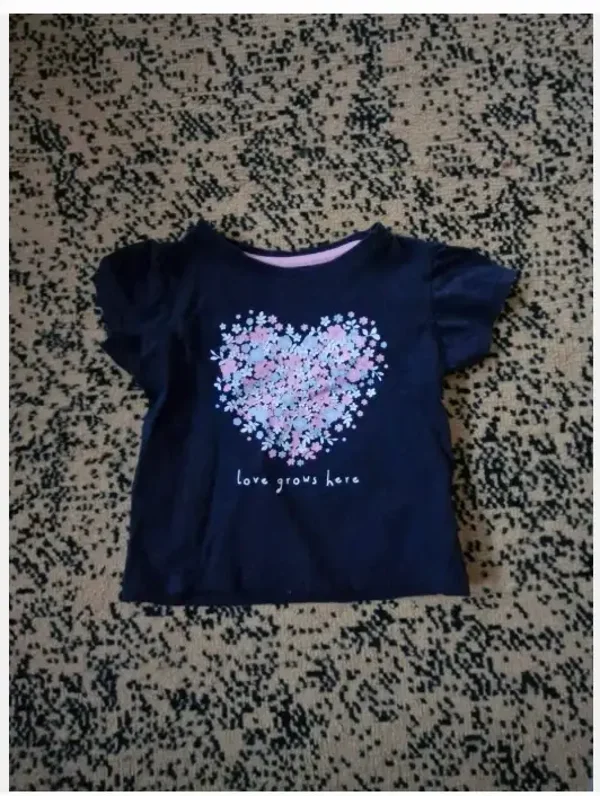 Donkerblauw love grows heren tshirt maat 80