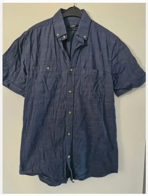 Donkerblauw overhemd met korte mouwen maat s