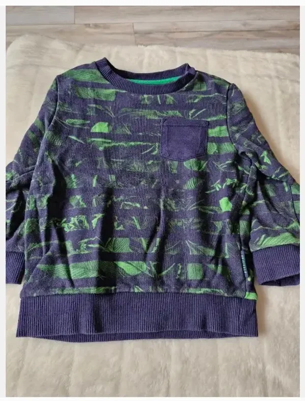 Donkerblauwe jungle trui maat 98-104
