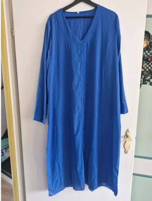 Doorzichtige blauwe overjurk maat 5xl