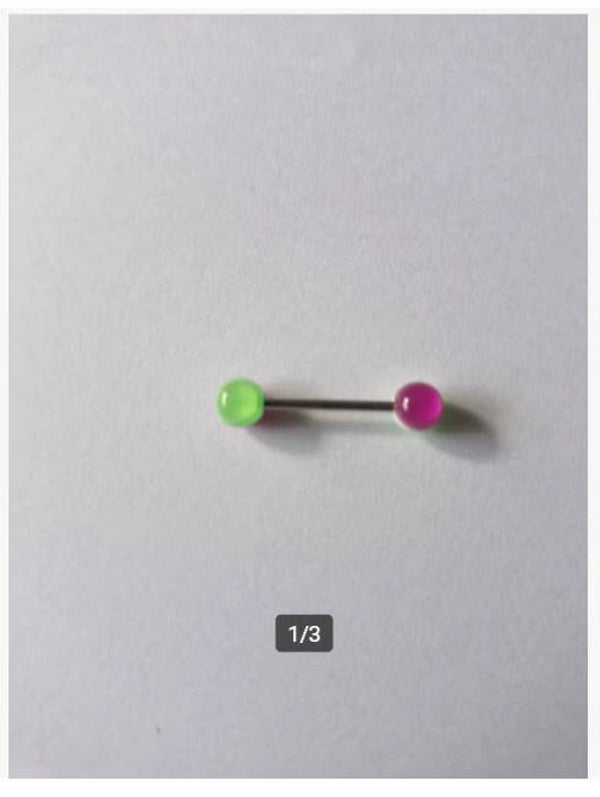 Tongpiercing groen roze Nr2