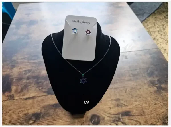 Gekleurd sterren ketting met oorbellen van roestvrij staal 5