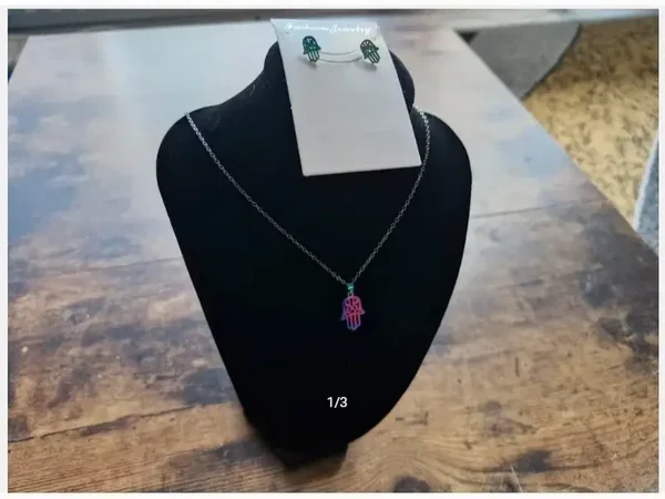 Gekleurde ketting met oorbellen van roestvrij staal 8