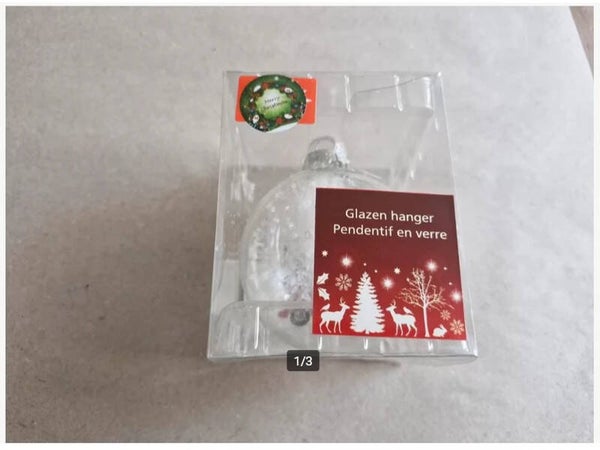 Glazen kerstballen met kerstauto 10cm