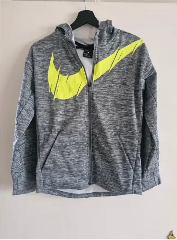 Grijs gemêleerd vest met gele Nike teken maat L