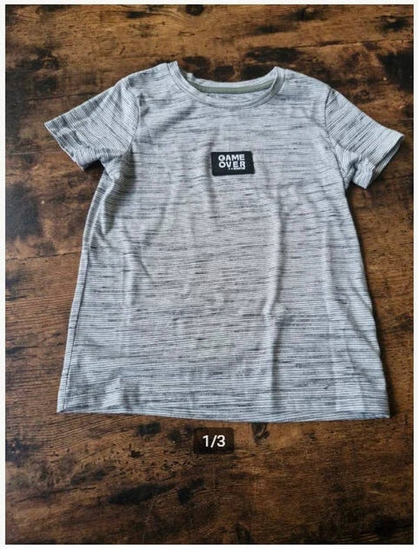 Groen wit gestreept tshirt, game over 98-104