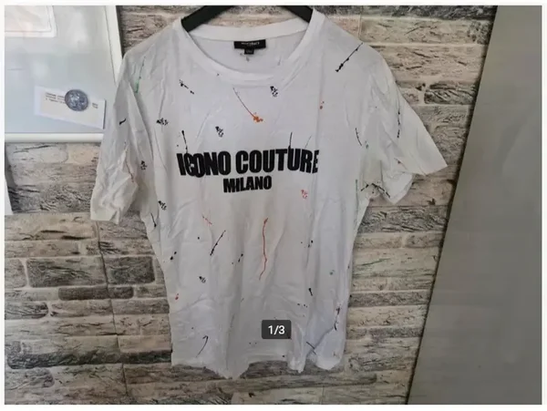 Wit tshirt met verfspatten  Maat xxl