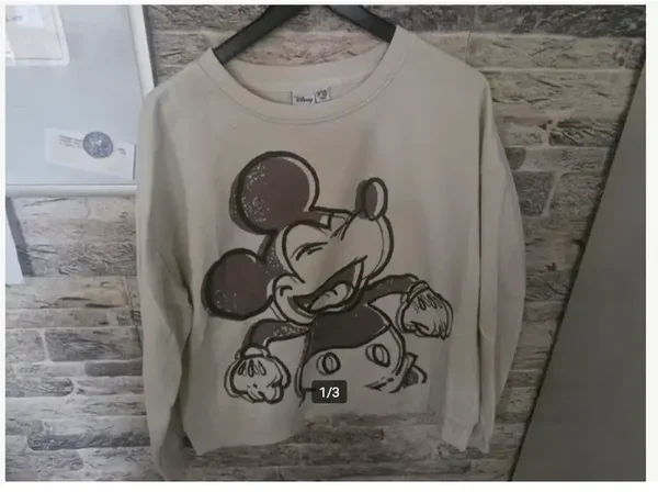 Beige Mickey mouse trui Maat L