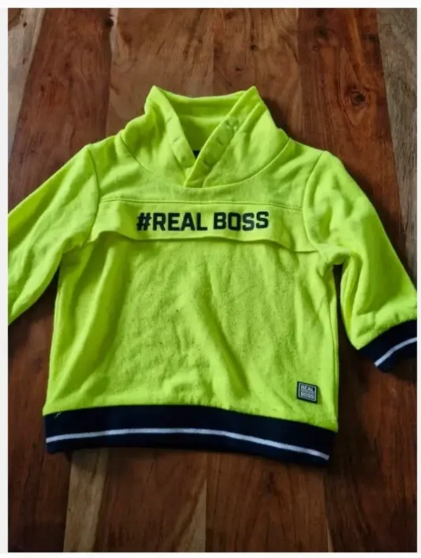 Neon gele real boss trui maat 86