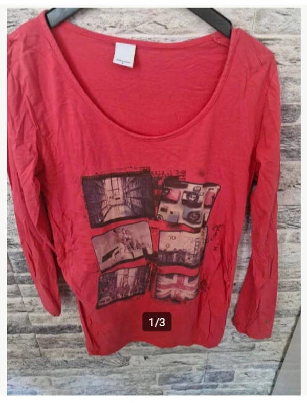 Roze shirt met foto's erop Maat L