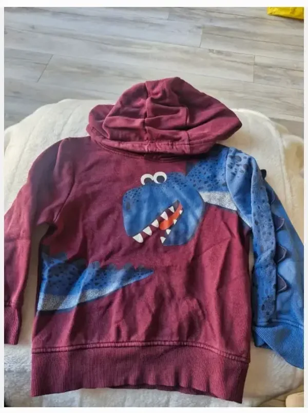 Paars blauwe dino trui met capuchon maat 92