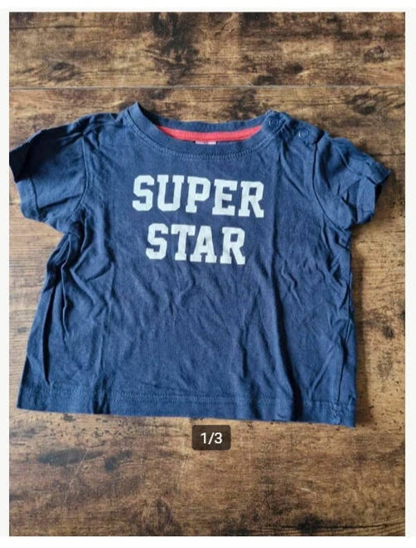Blauw super star tshirt Maat 86