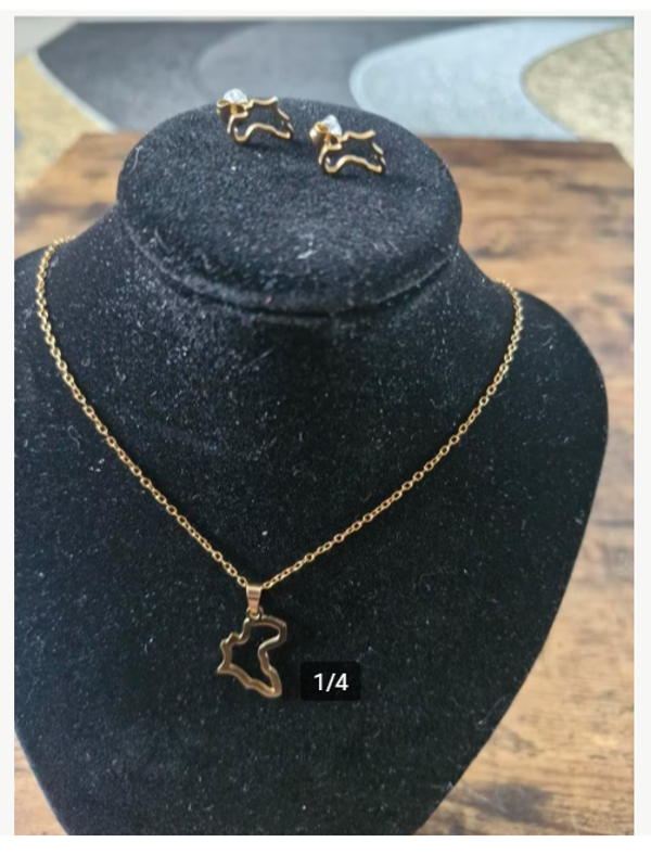 Eiland ketting Met oorbellen van roestvrij staal