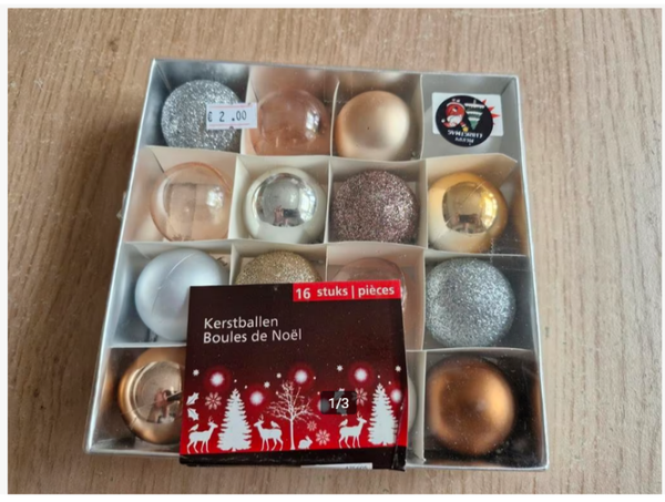 16 stuks Mix rose goud kerstballen 4cm
