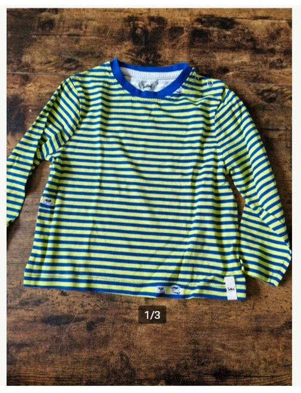 Groen blauw gestreept shirt Maat 86-92