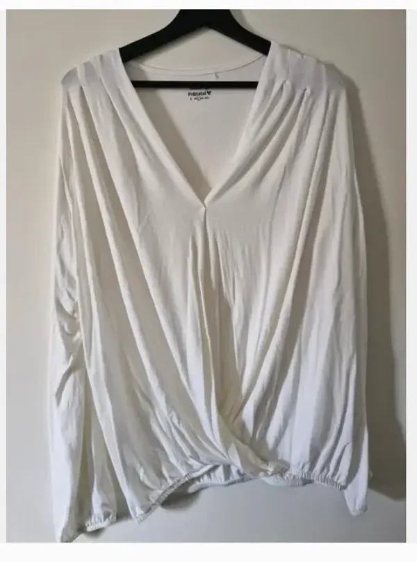 Wit net zwangerschaps shirt met lange mouwen maat L