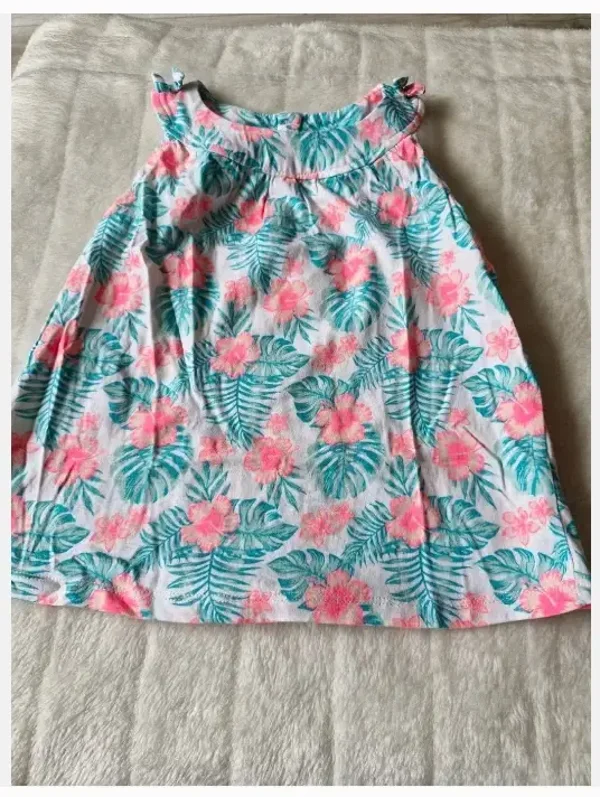 Wit roze bloemen jurkje maat 98
