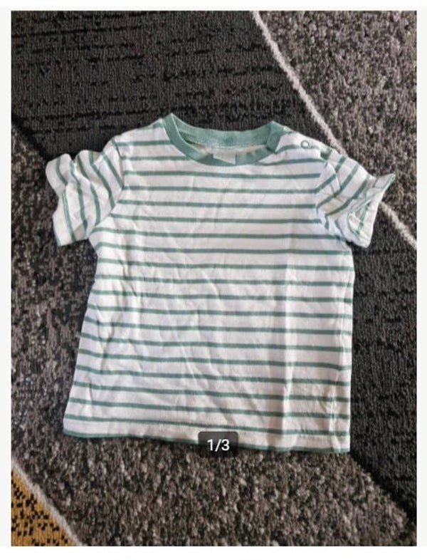 Wit groen Gestreepte tshirt Maat 80