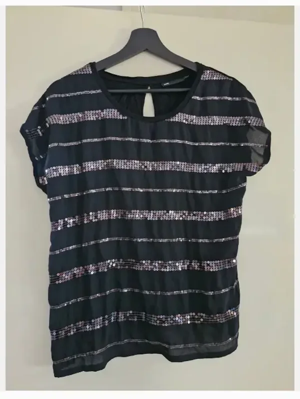 zwart tshirt met pailletten maat M