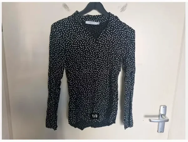 Zwarte blouse met witte stippen Maat xs