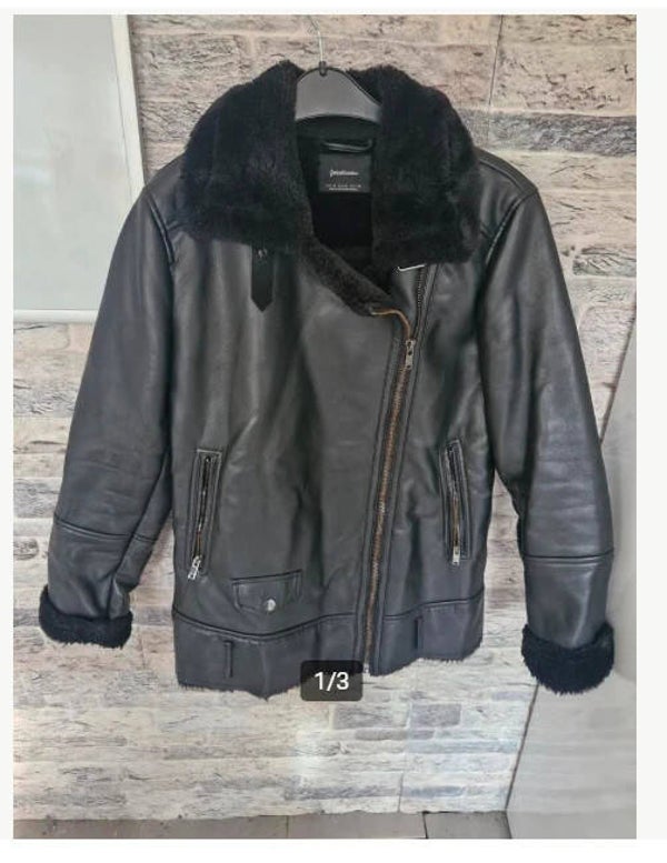 Zwarte leren jas Maat M