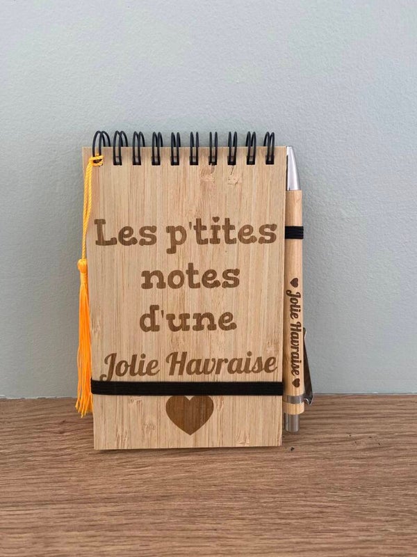 Bloc note gravé "Les p'tites notes d'une jolie Havraise"