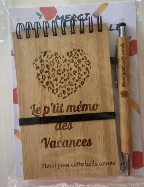 Bloc note gravé "Vacances"