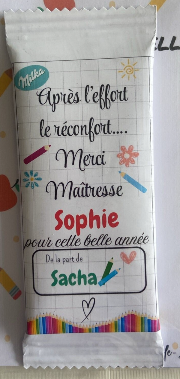 Plaquette de chocolat Milka personnalisée