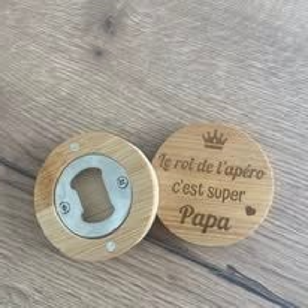 Décapsuleur Magnet en bambou gravé