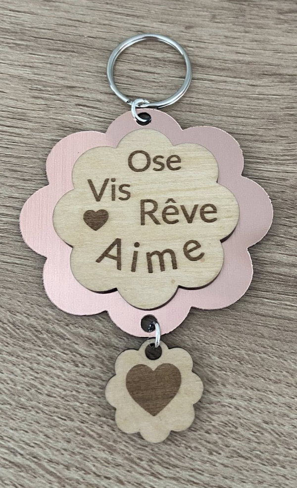 Porte-clé en bois et acrylique