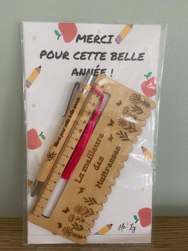 Règle seule en bois gravée