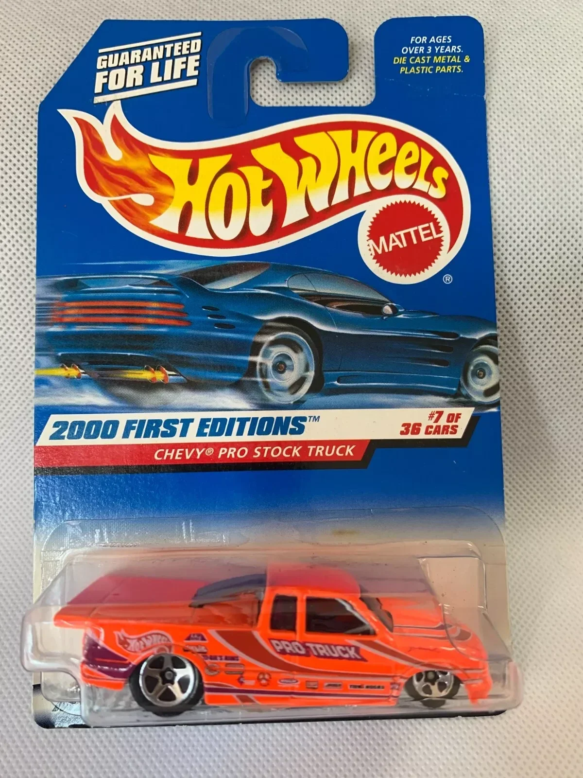 2000 Hot Wheels First Editions 7/36 CHEVY PRO STOCK TRUCK Neon-Orange