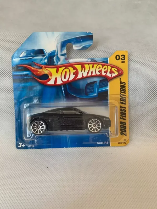 Hot Wheels Audi R8-Metallic Black With Grey Interior-2008 First Editions-Short
