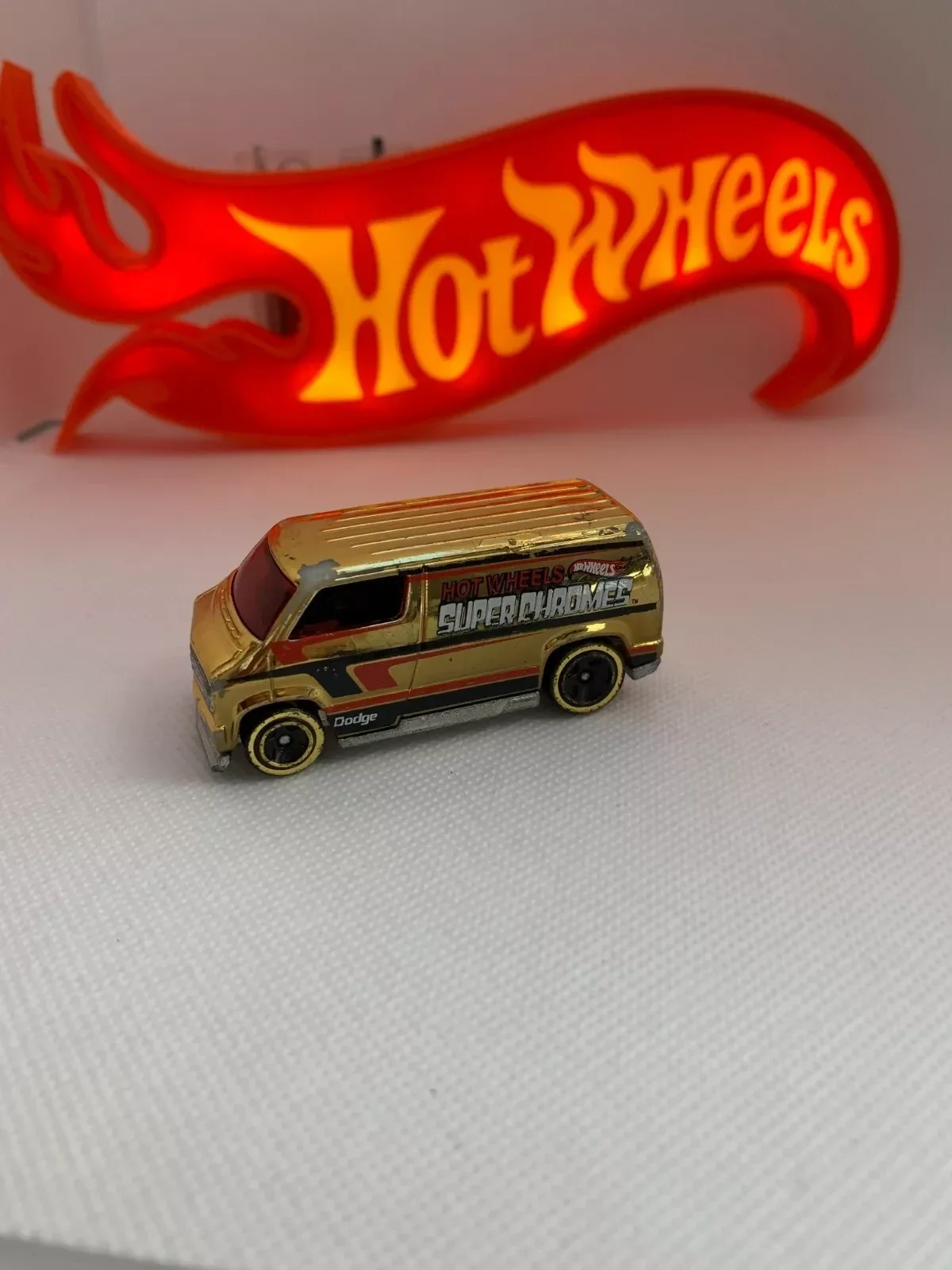 2019 Hot Wheels Gold Custom 77 Dodge Van Super Chrome