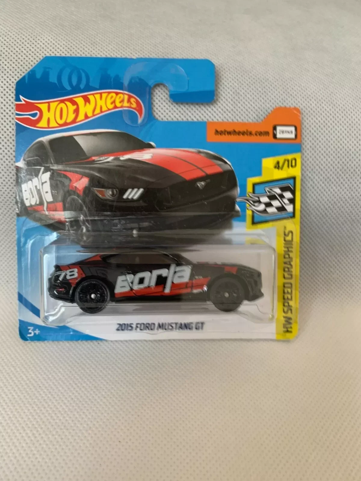 HOT WHEELS 2018 2015 FORD MUSTANG GT "BORJA", BLACK, SHORT CARD.