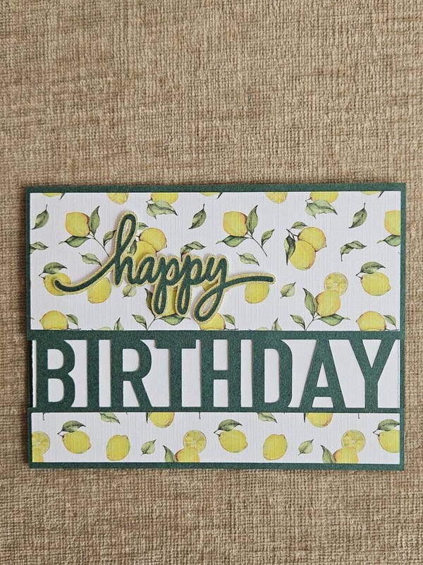 Kaart handgemaakt - Happy Birthday met citroenen