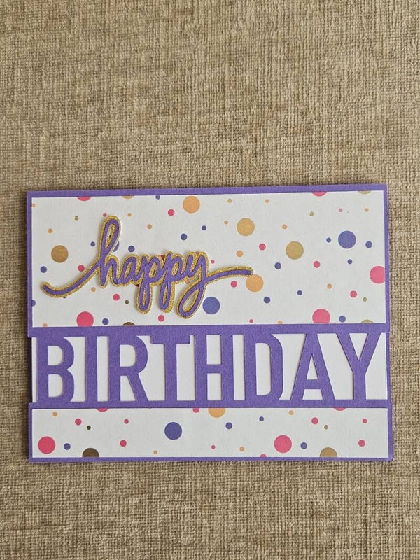 Kaart handgemaakt - Happy Birthday met stippen