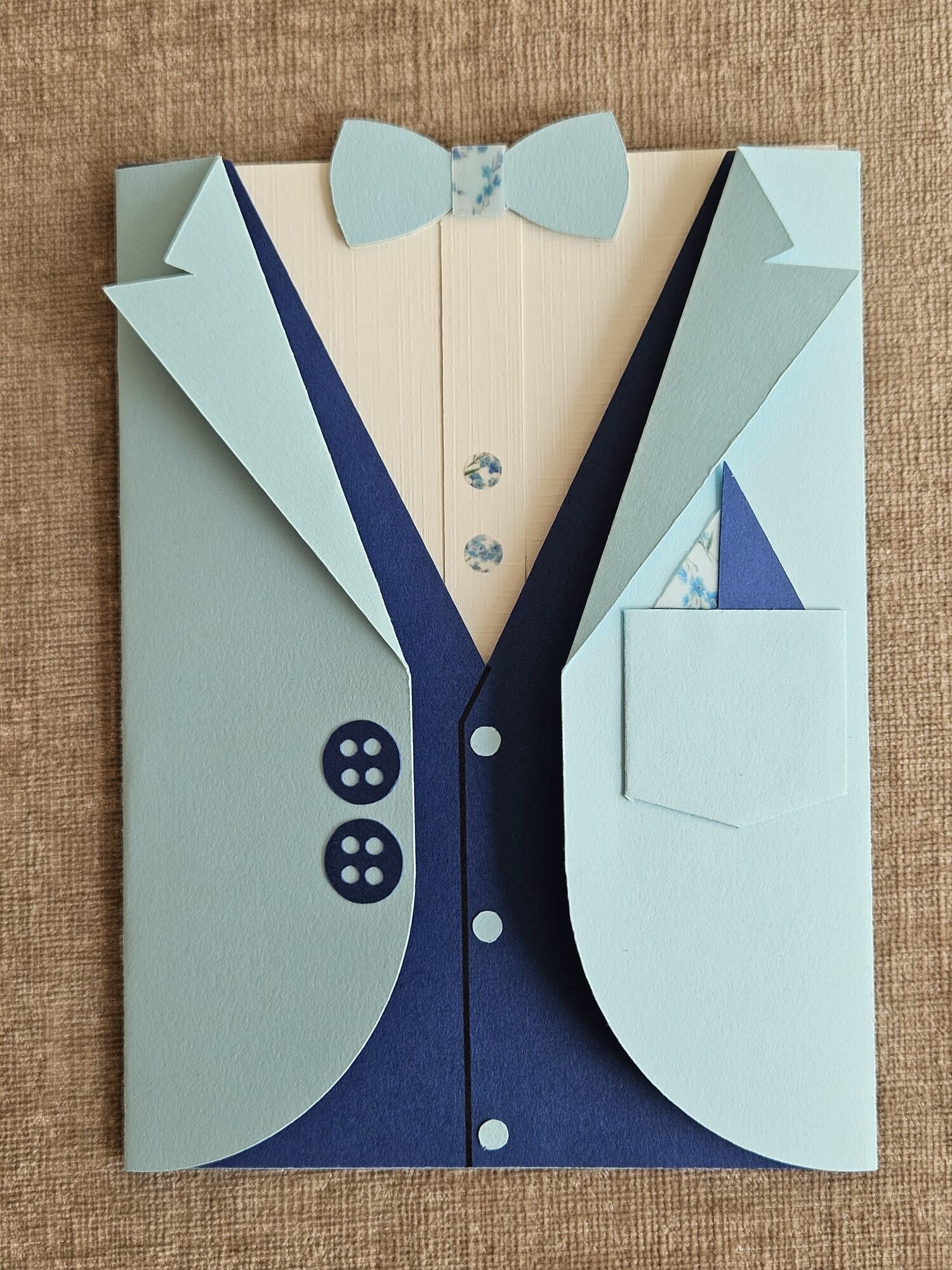 Kaart handgemaakt - Jasje Blauw