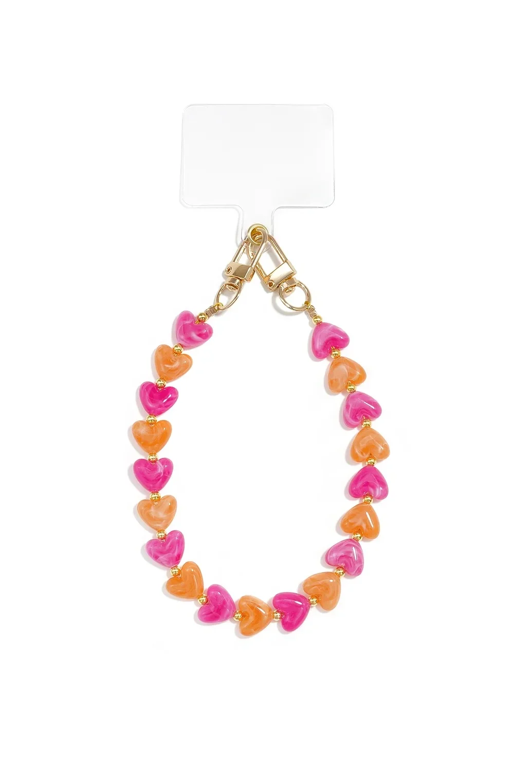 Telefoonkoord Hartjes - Roze en Oranje