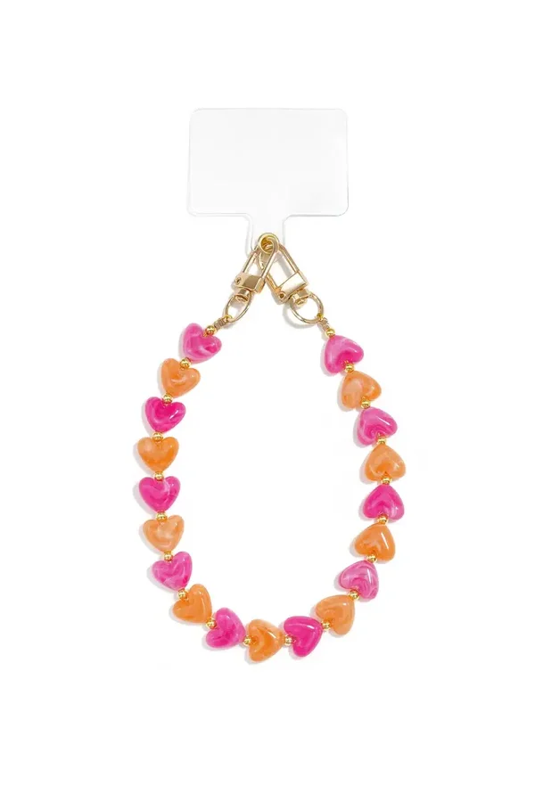 Telefoonkoord Hartjes - Roze en Oranje