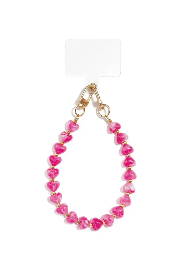 Telefoonkoord Hartjes - Roze