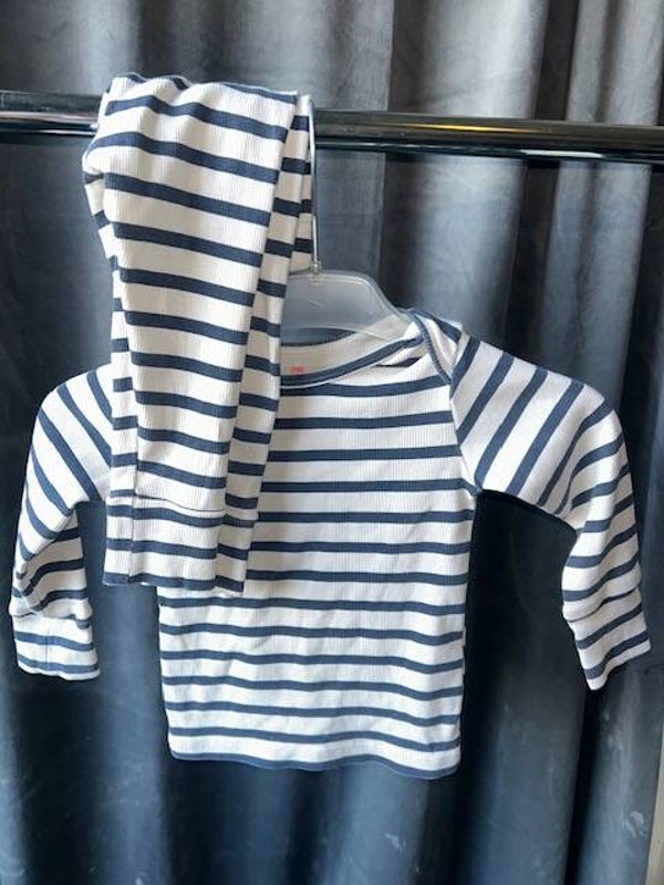 setje wit blauw met streep HEMA 74/86