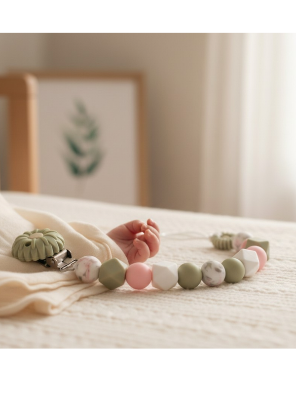 Attache-Tétine "Sauge & Marbre"