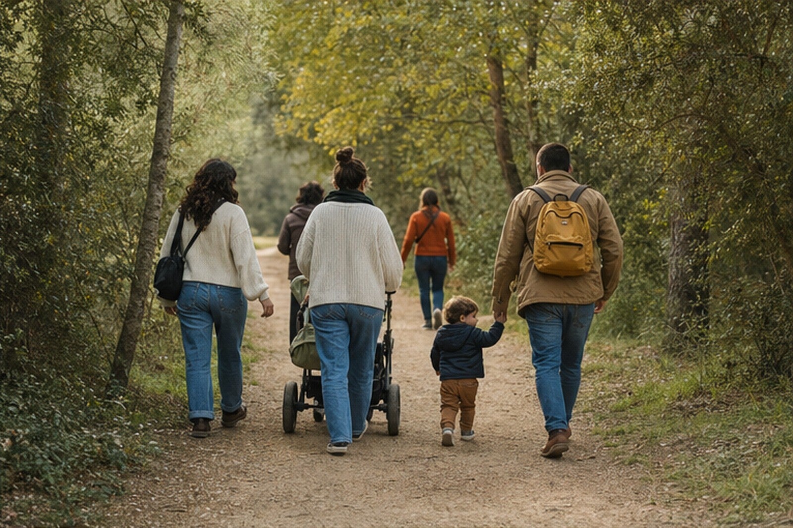 Familia paseando junta