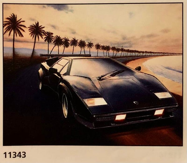 Verkerke Midi Poster Travor Webb	Black Countach  40 cm x 50 cm Poster Weihnachtsgeschenk vintage NOS