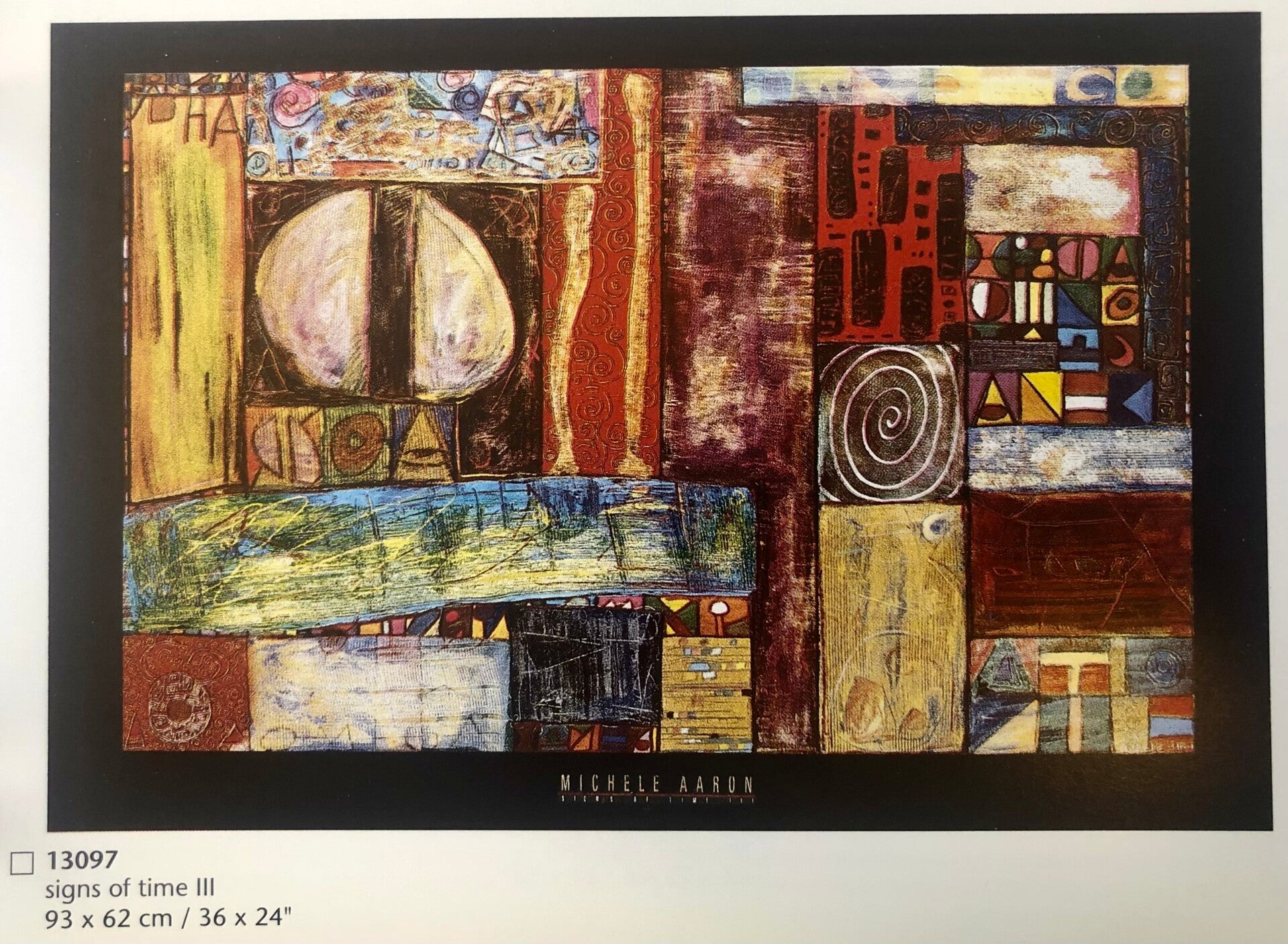 90er Jahre Kunstdruck Michele Aarron Sign of the time III 62 cm x 93 cm