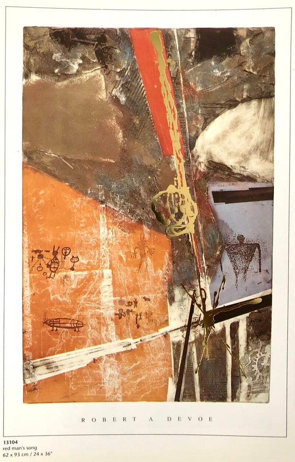 90er Jahre Robert A. Devoe	Red Man`s song Kunstdruck 62 cm x 93 cm