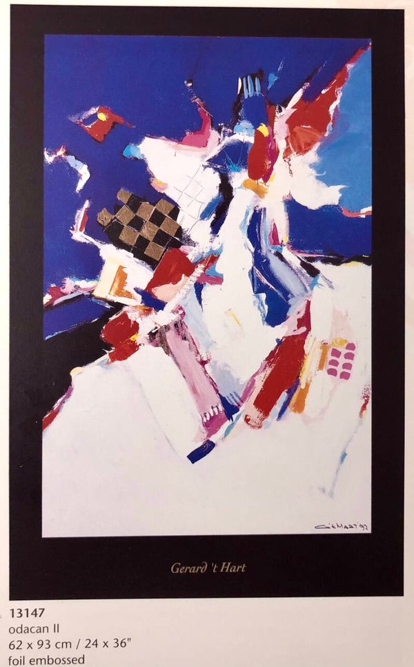 90er Jahre Kunstdruck Gerard T´Hart	Odacan II 93 cm x 62 cm Goldfoliendruck