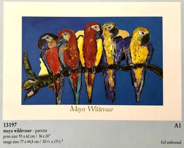 Verkerke Maya Wildevuur	Parrots Kunstdruck 93 x 62 cm Poster 90er Jahre