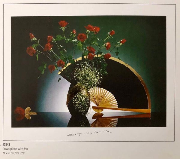 90er Jahre Kunstdruck Evert van Kuik	Flower piece with farn 71 cm x 56 cm
